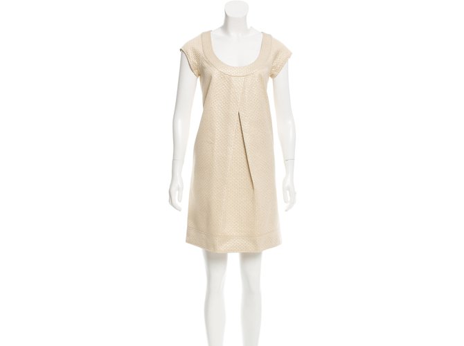 Diane Von Furstenberg Ayuka Dress Beige Golden Wool  ref.90643