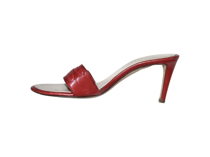Yves Saint Laurent Mules Red Leather  ref.90646