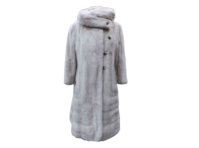Autre Marque Vintage Mantel aus natürlichem Nerz Aus weiß Pelz  ref.90657