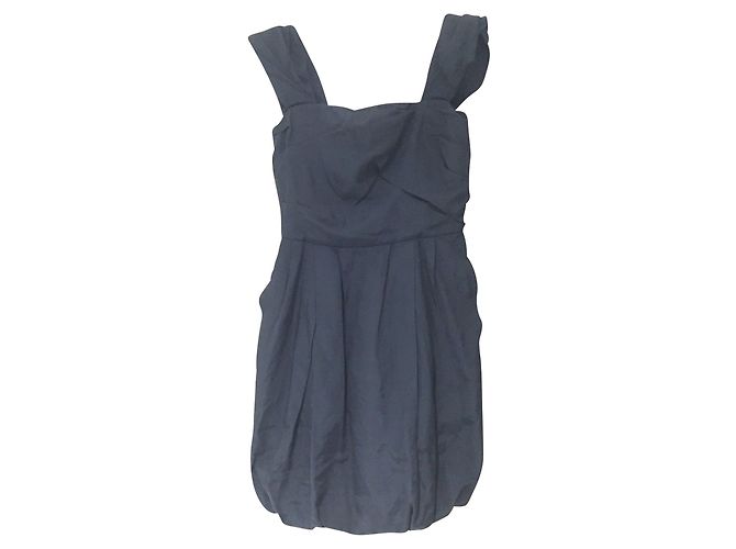 Vestido drapeado de seda y algodón negro 3.1 Phillip Lim