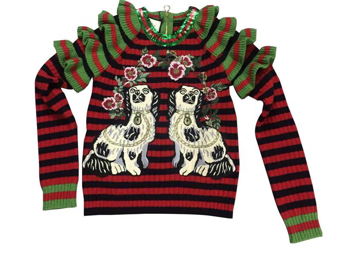 Gucci Sweater with dog decoration Multiple colors Wool  ref.90667