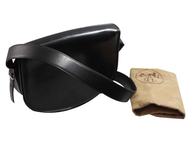 Hermès Golf ball bag Black Leather  ref.90674