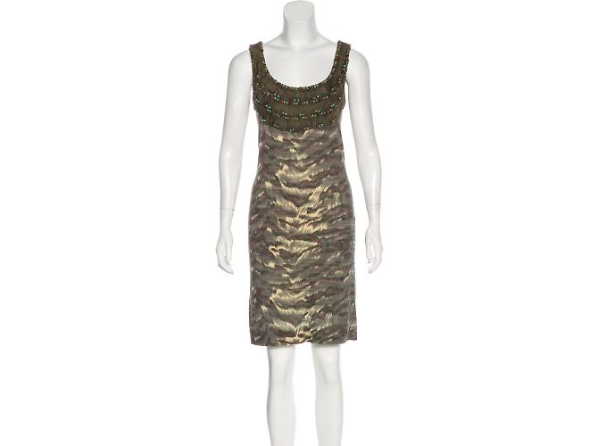 Diane Von Furstenberg Agala Strickkleid mit Perlen khaki