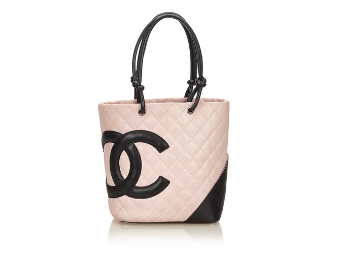 Chanel Cambon Line Tote Black Pink Leather  ref.90722