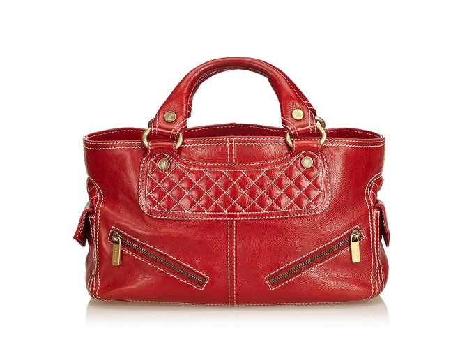 Céline Leather Boogie Bag Red  ref.90760