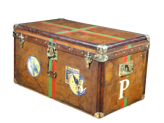Goyard Mail trunk de couro com chave - marquise De Preaulx lock Marrom  ref.90842