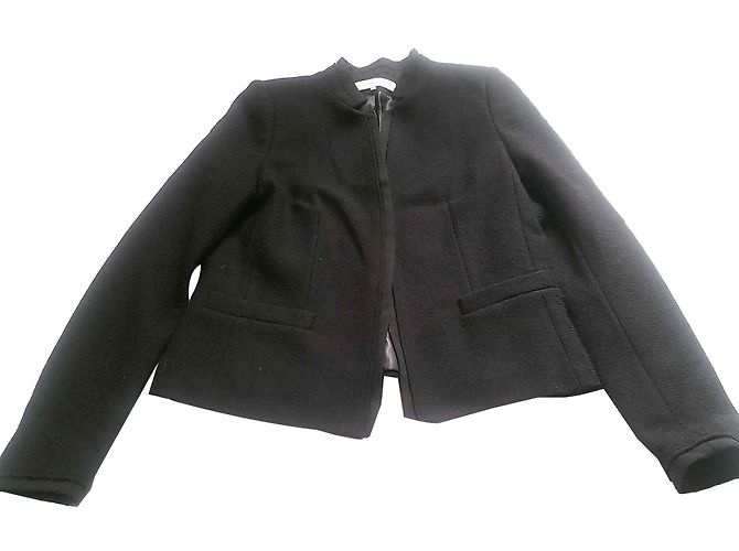 Gerard Darel Jacke aus Wolle und Baumwolle Schwarz