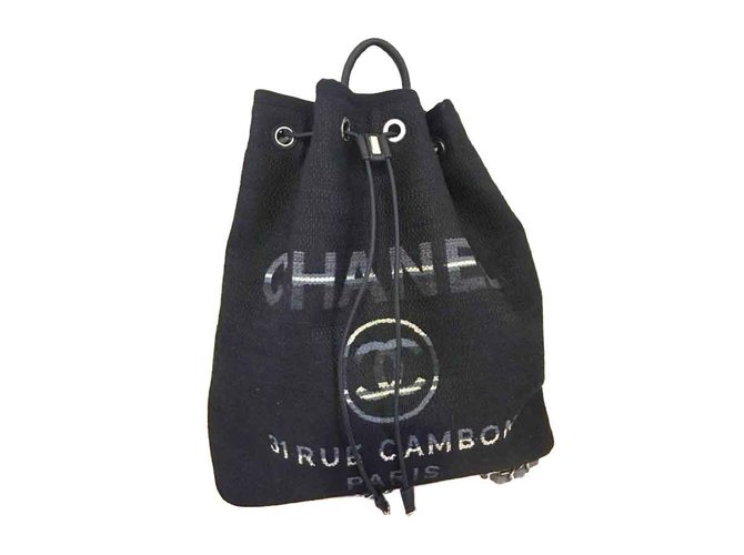 Chanel Deauville backpack Navy blue Cloth  ref.90925