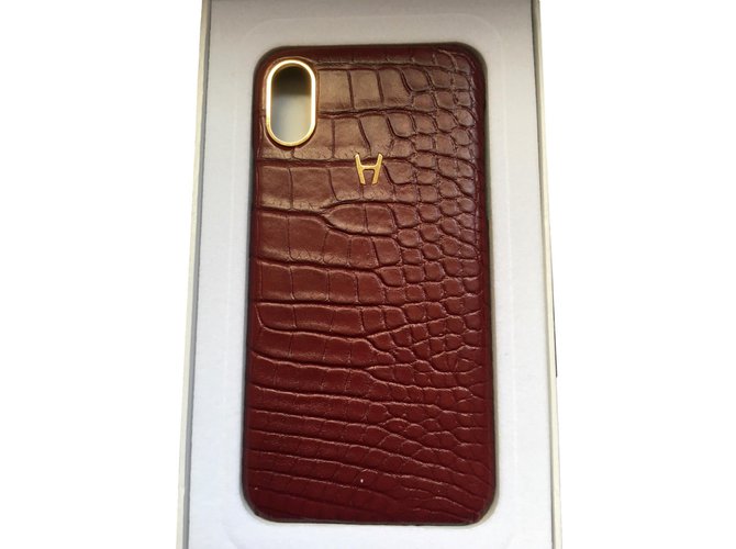 Autre Marque Coque pour iPhone X en cuir alligator Bordeaux  ref.90949