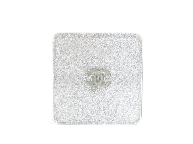 Chanel SILVER GLITTER HAIRCLIP Silber Kunststoff  ref.90952