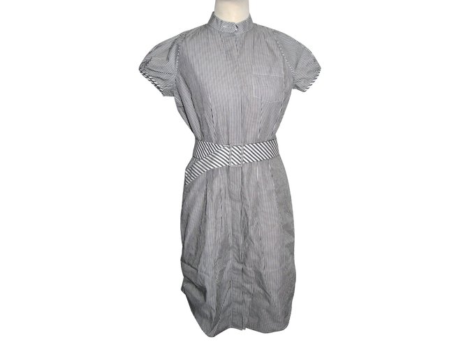 Diane Von Furstenberg Falk shirt dress White Grey Cotton  ref.90967