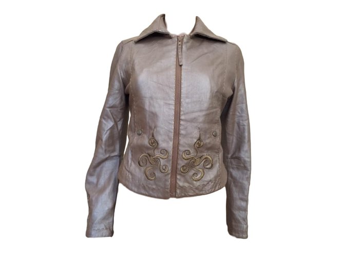 Autre Marque Coats, Outerwear Beige Leather  ref.90984