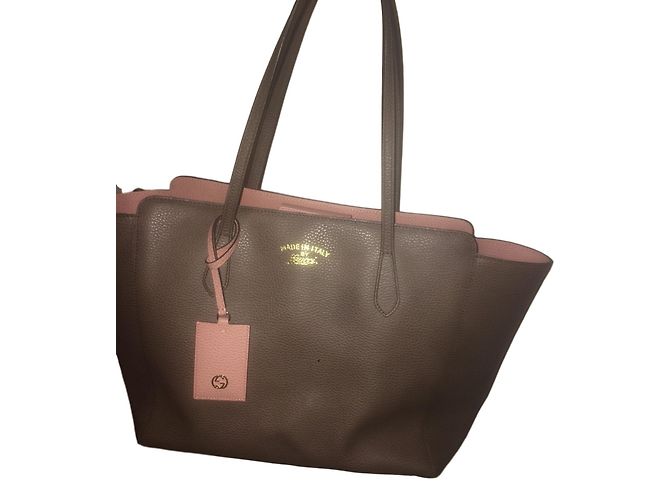 Gucci Swing Tote Bag Leder beige