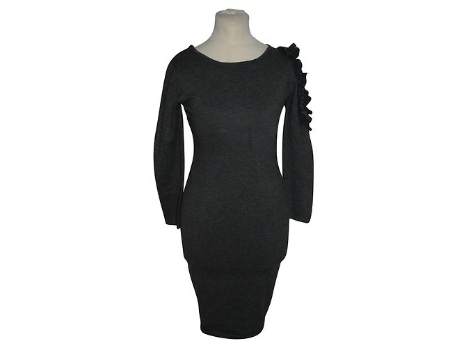 Vestido Escada de malha de seda e algodão cinza