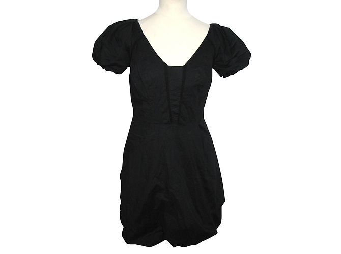 Vestido Armani negro de algodón con dobladillo burbuja