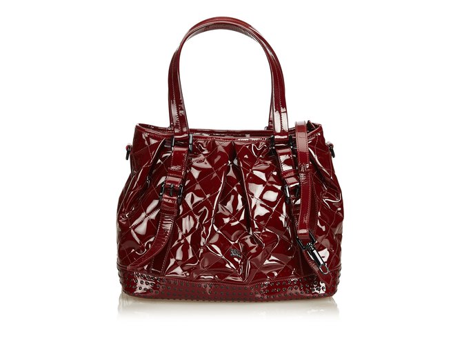 Burberry Patent Leather Satchel Red Dark red  ref.91052