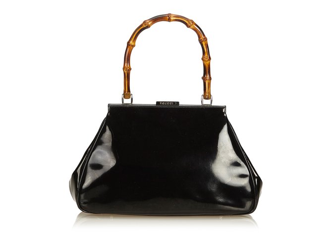 Gucci Bamboo Leather Handbag Black  ref.91090