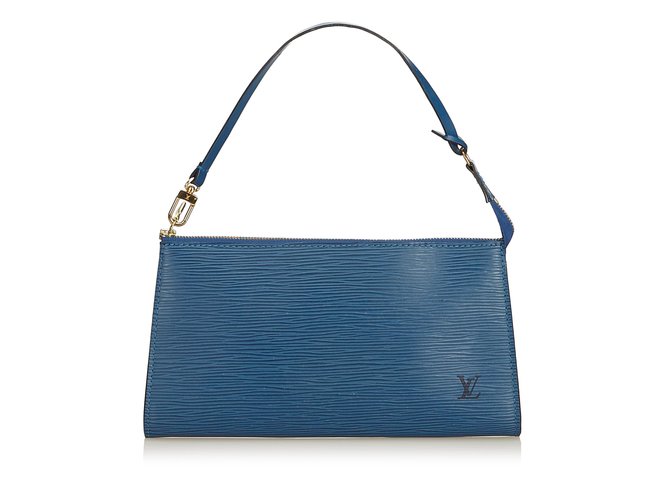 Louis Vuitton Bolsa de accesorios Epi 24 Azul Cuero  ref.91094