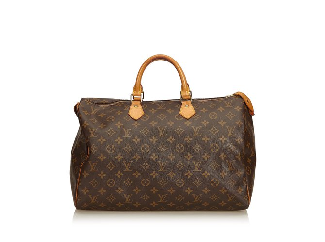 Louis Vuitton Monogramme speedy 40 Cuir Toile Marron  ref.91116