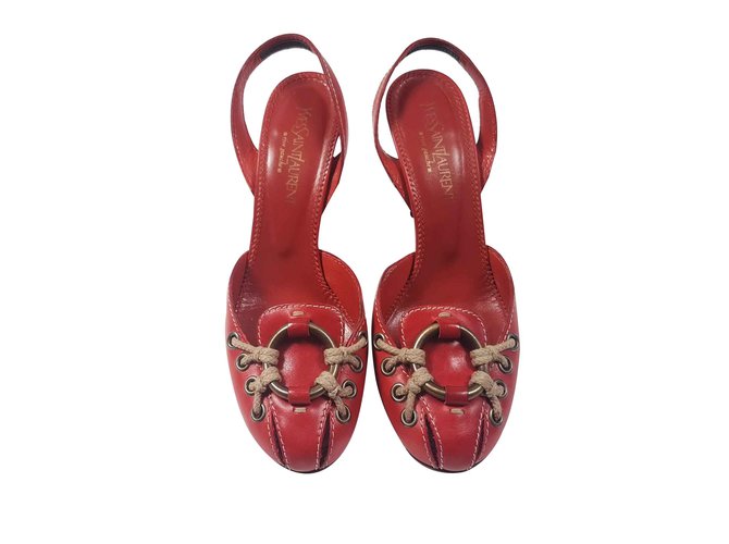 Yves Saint Laurent Sandals Red Leather  ref.91152