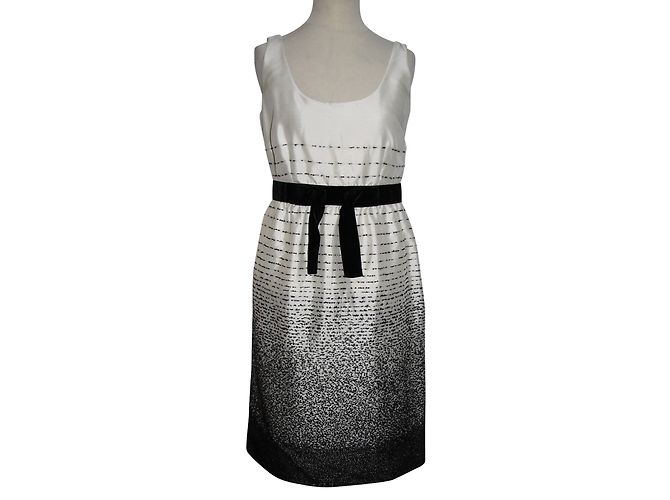 Kate Spade Wollkleid mit Samtschleife Schwarz Weiß