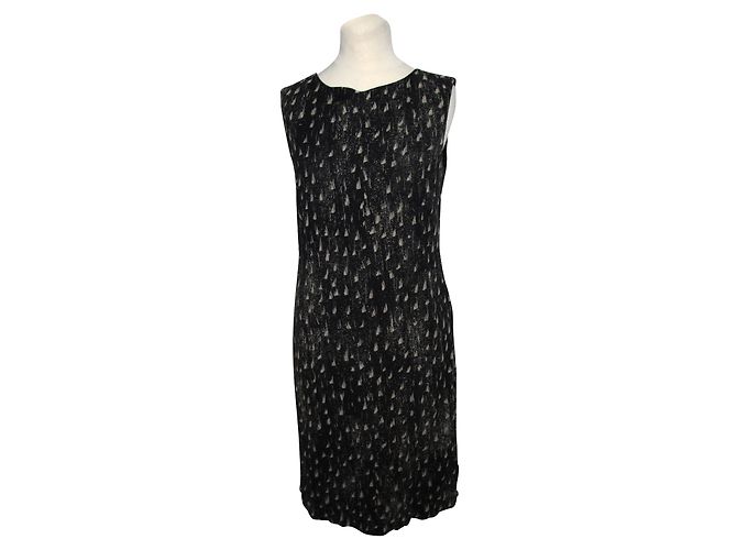Vestido Max Mara de seda gris oscuro y beige con estampado abstracto Gris antracita