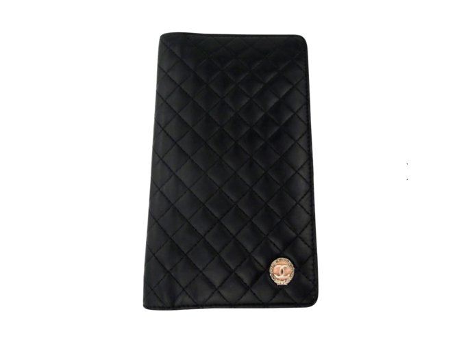 Chanel "Bow coco" black lamb clutch wallet Lambskin  ref.91216