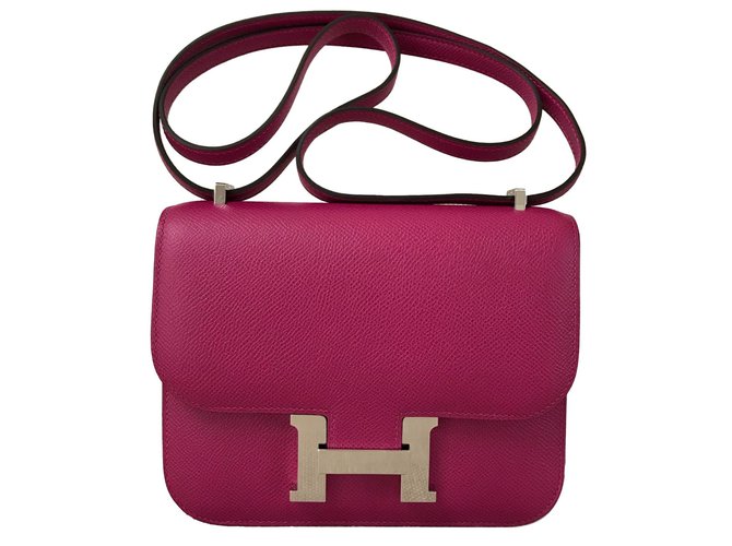 Hermès Constance Epsom 18CM Purple Rose Rosa Cuero  ref.91278