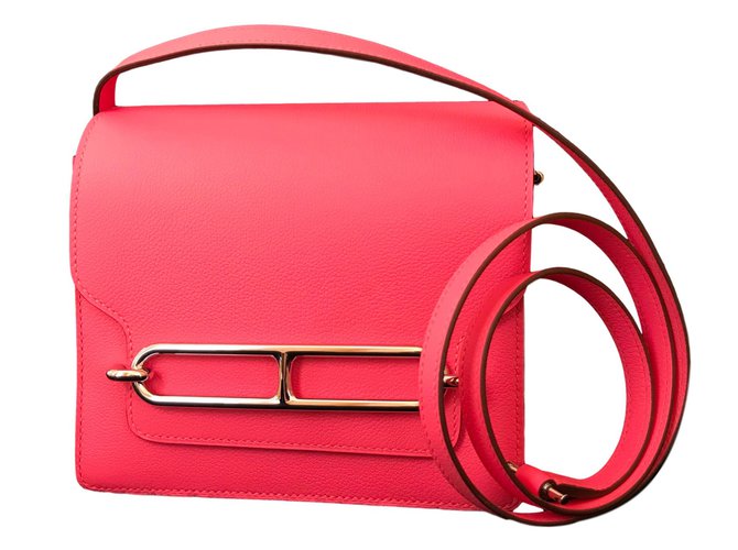 Hermès Mini Roulis Rose Azalee Evercolor Palladium Hardware Pink Leather  ref.91279