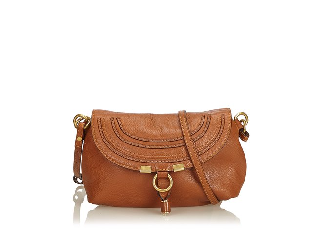 Chloé Small Leather Marcie Crossbody Bag Brown Light brown ref.91293 - Joli  Closet