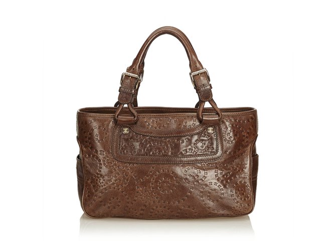 Céline Perforated Leather Boogie Brown  ref.91317