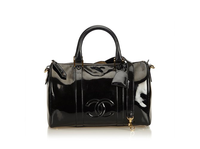 Chanel Patent Leather Boston Bag Black  ref.91347