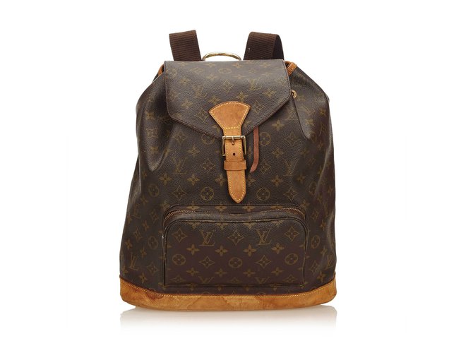Louis Vuitton Monogram Montsouris GM Brown Leather Cloth  ref.91356