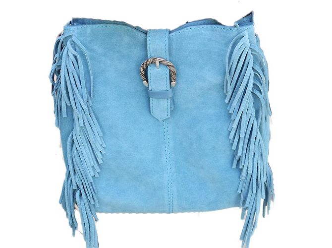 Borsa a tracolla Maje M in pelle turchese Blu