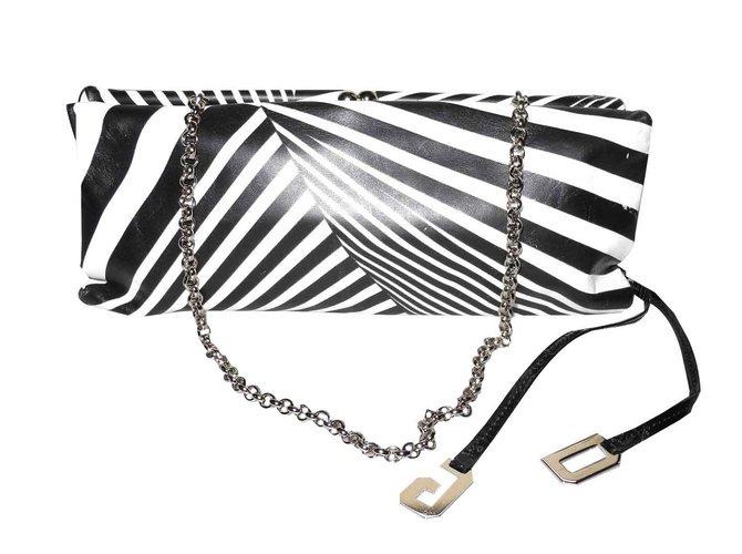 Dolce & Gabbana Clutch bags Black White Leather  ref.91432