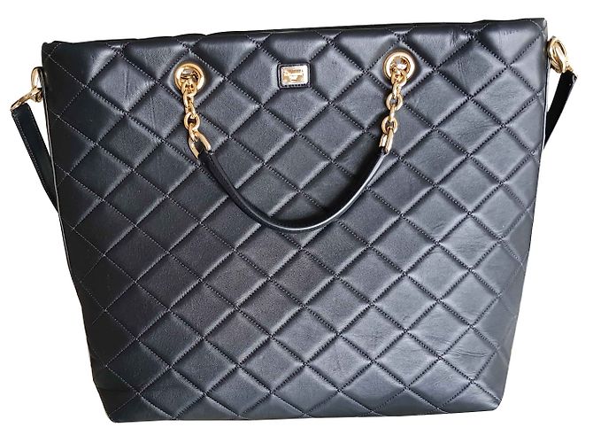 Borsa Dolce & Gabbana in pelle nera e pelle vernice Nero