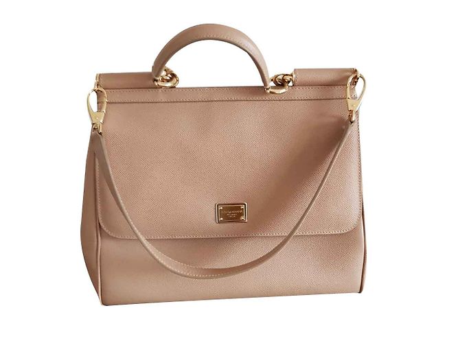 Bolsa de mão Dolce & Gabbana em couro bege