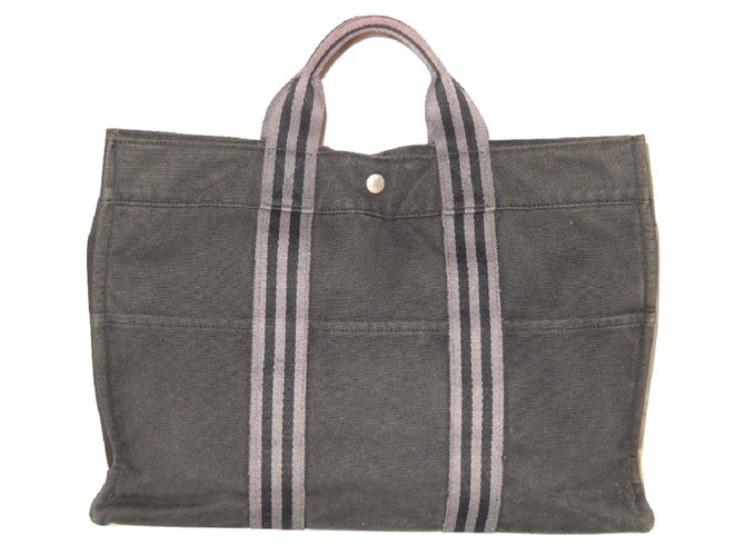 Hermès Tote bag Grey Cotton  ref.91451