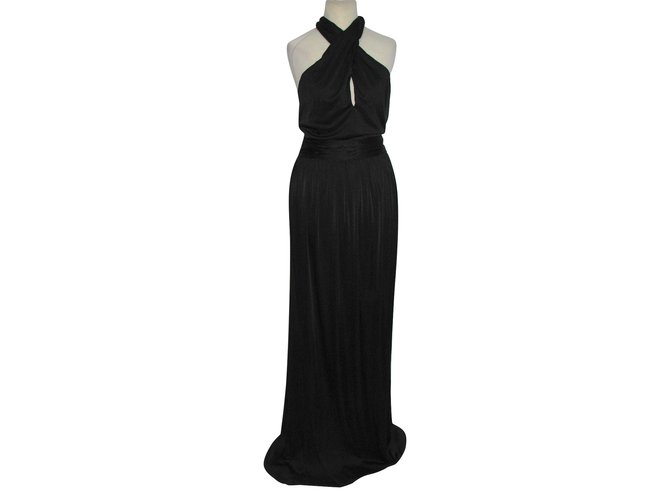 Halston Heritage Twist neck evening gown Black Polyester  ref.91472