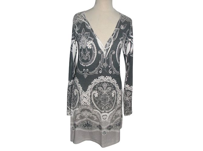 Windsor Kleid Grau mit Strass Blumen Roh