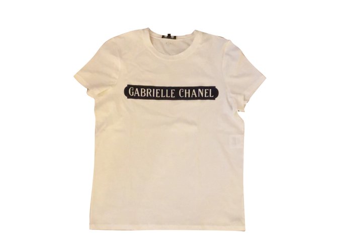 Gabrielle Chanel Bianco Blu navy Cotone  ref.91480