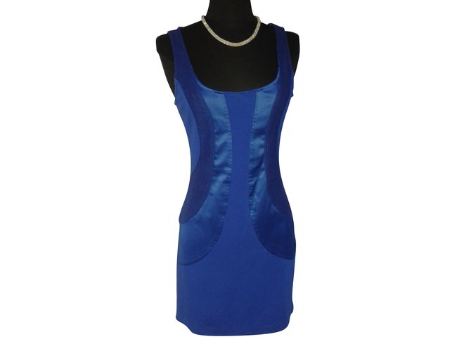 Diane Von Furstenberg Figurbetontes Kleid Blau Seide Baumwolle  ref.91487
