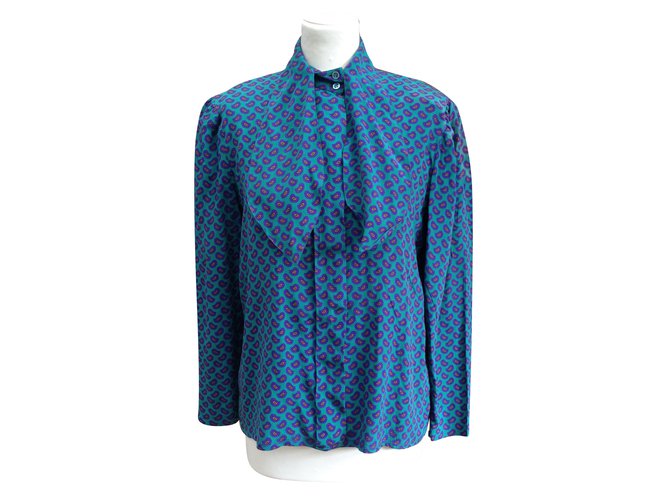 Guy Laroche Blusa de seda vintage Verde  ref.91498