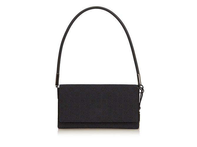 Gucci Guccissima Jacquard Baguette Handbags Leather Other Cloth Gucci Guccissima Jacquard Baguette Handbags Leather Other Cloth Black Ref 91525