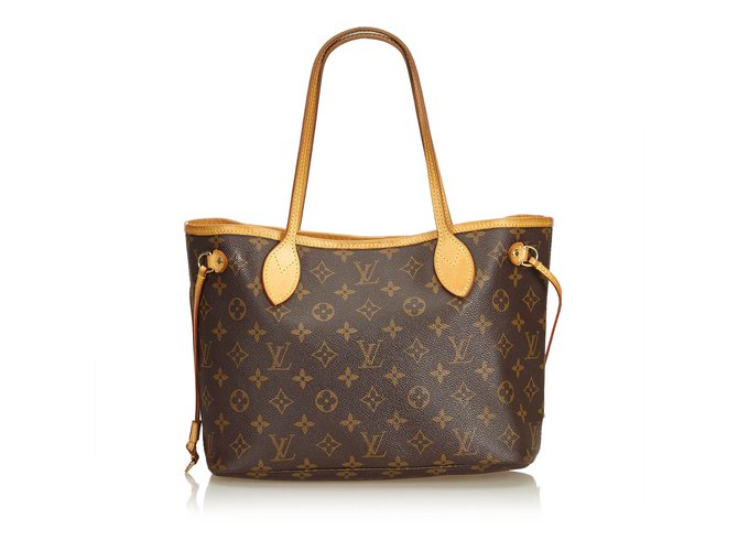 Louis Vuitton Monogram Neverfull PM Brown Leather Cloth  ref.91529