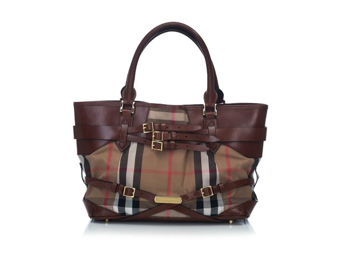 Burberry Medium Bridle Landscape Lynher Tote Brown Multiple colors Leather Cloth Cloth  ref.91565