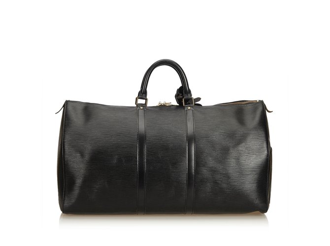 Louis Vuitton E Keepall 50 Nero Pelle  ref.91573