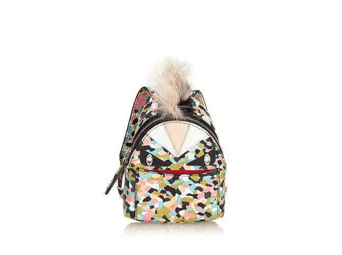Fendi Mini Monster Backpack Bag Charm Black Multiple colors Leather  ref.91585