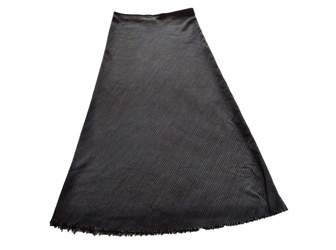 Yohji Yamamoto Raw-Edge Wool  Maxi Skirt Black White  ref.91609