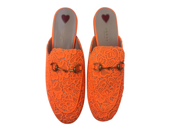 Gucci Scarpa pantofola Arancione Pelle  ref.91612